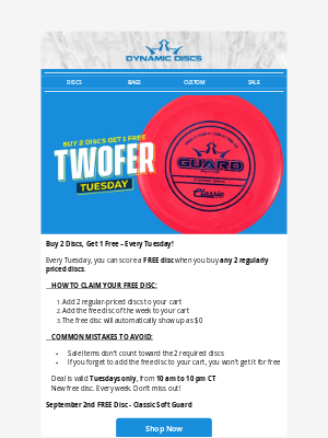 Dynamic Discs - Guard This Deal — Twofer Tuesday Only!