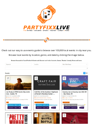 Chegg - Over 120,000+ Events at your fingertips = PartyFixx.co/Live