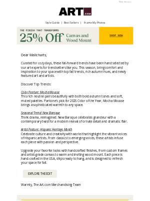 Art - 25% Off Top Seasonal Trends