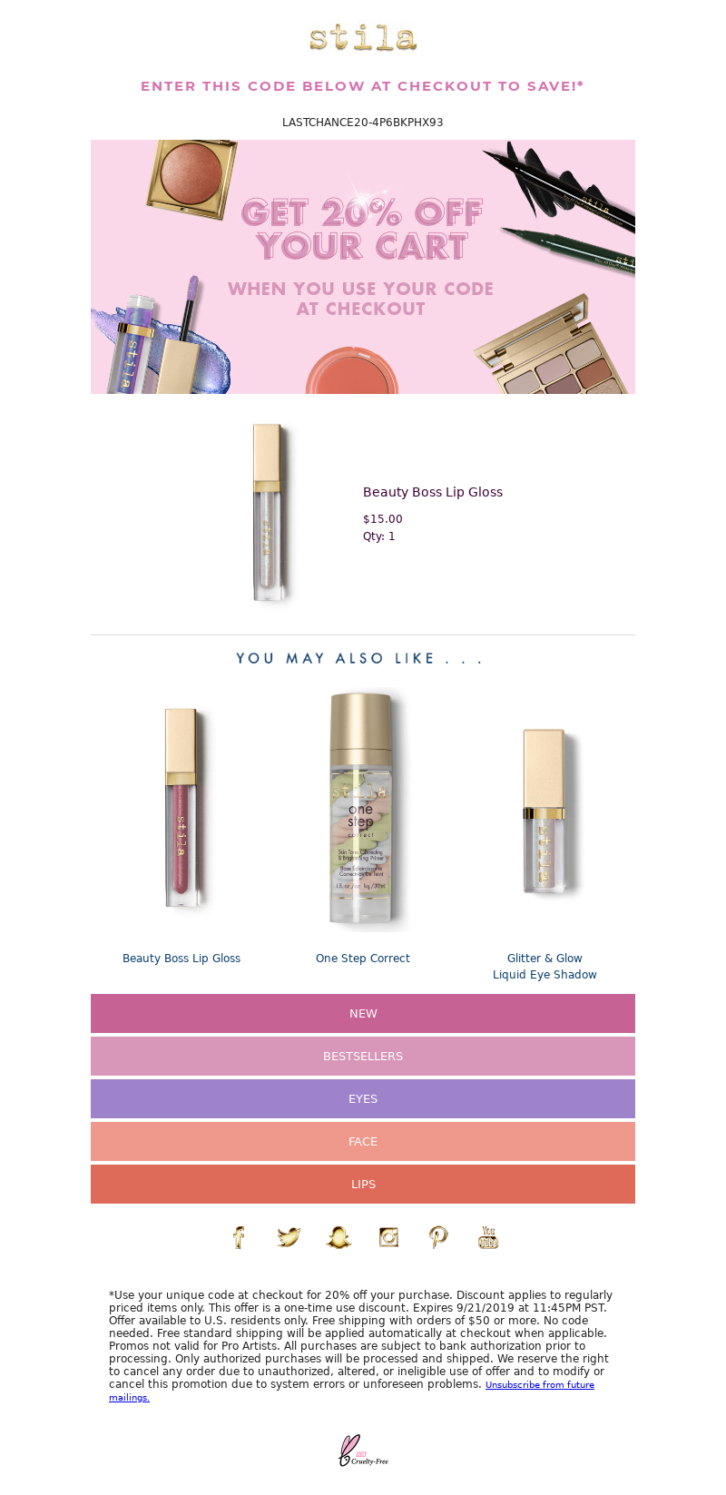 Stila Cosmetics - ⏰ Expiring Soon! Get 20% Off Your Cart!