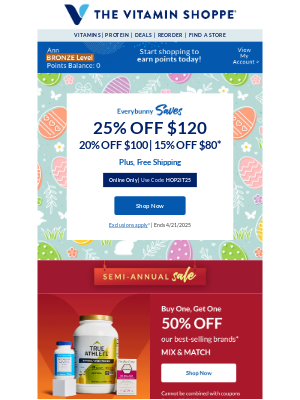 The Vitamin Shoppe - Ray, hop online for up to 25% off 🐰