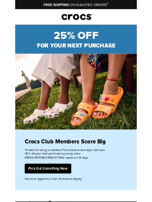 Crocs - Save 25% just for being a Crocs Club Member