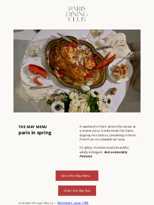 Paris Dining Club - ✨DROPPED: the May Menu is live