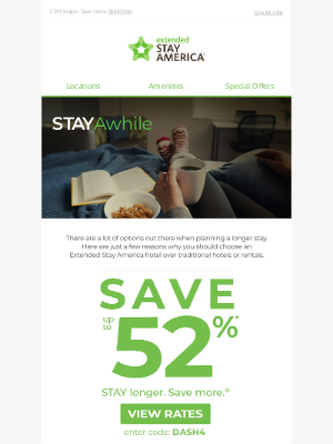 Extended Stay America - Promo code DASH4 saves you up to 52%*