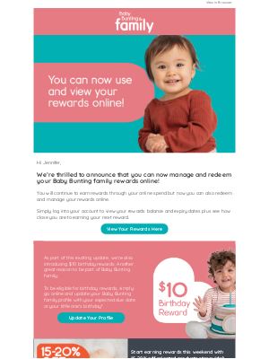 Baby Bunting (AU) - Baby Bunting family rewards now redeemable online