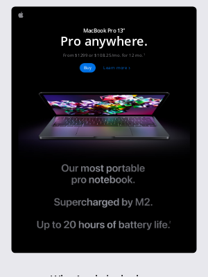 Apple - Meet the new MacBook Pro 13“. Supercharged by M2.