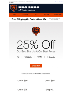 Chicago Bears - Big Brands, Big Savings! 25% Off Going On Now
