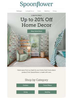 Spoonflower - You be the designer! Save up to 20% off home decor