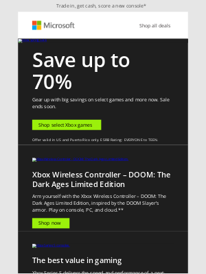 Microsoft - Save up to 70% on select Xbox games