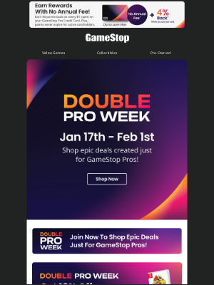 GameStop - It’s DOUBLE PRO WEEK! Shop deals made just for Pros, 1.17 - 2.1!