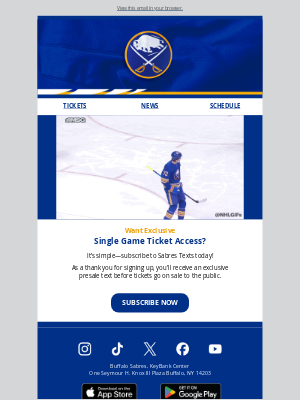 Pegula Sports and Entertainment - Unlock your single game ticket presale access 🔓