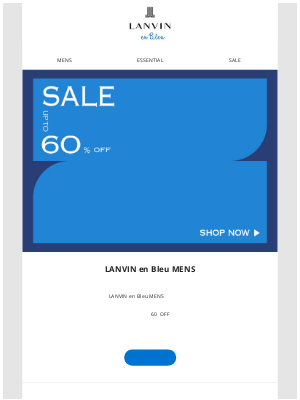 Mens LANVIN en Bleu (Japan) - 件名【スペシャルセール開催】公式オンラインショップが新しくなりました