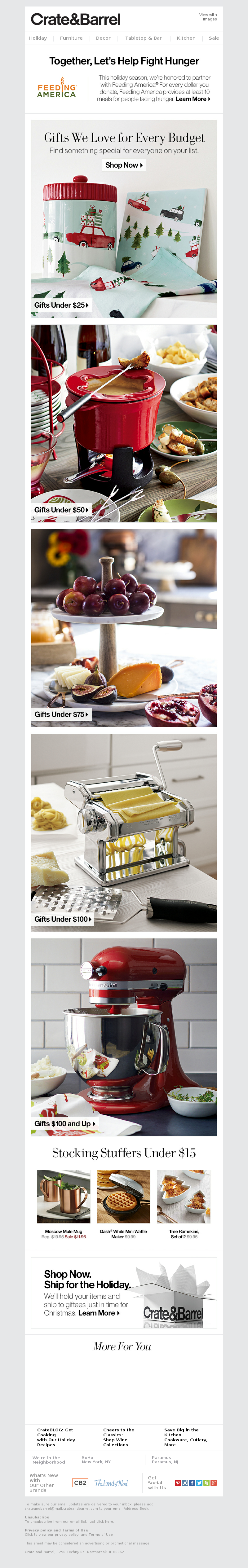 Crate and Barrel - Naughty or nice? Gifts at every price.