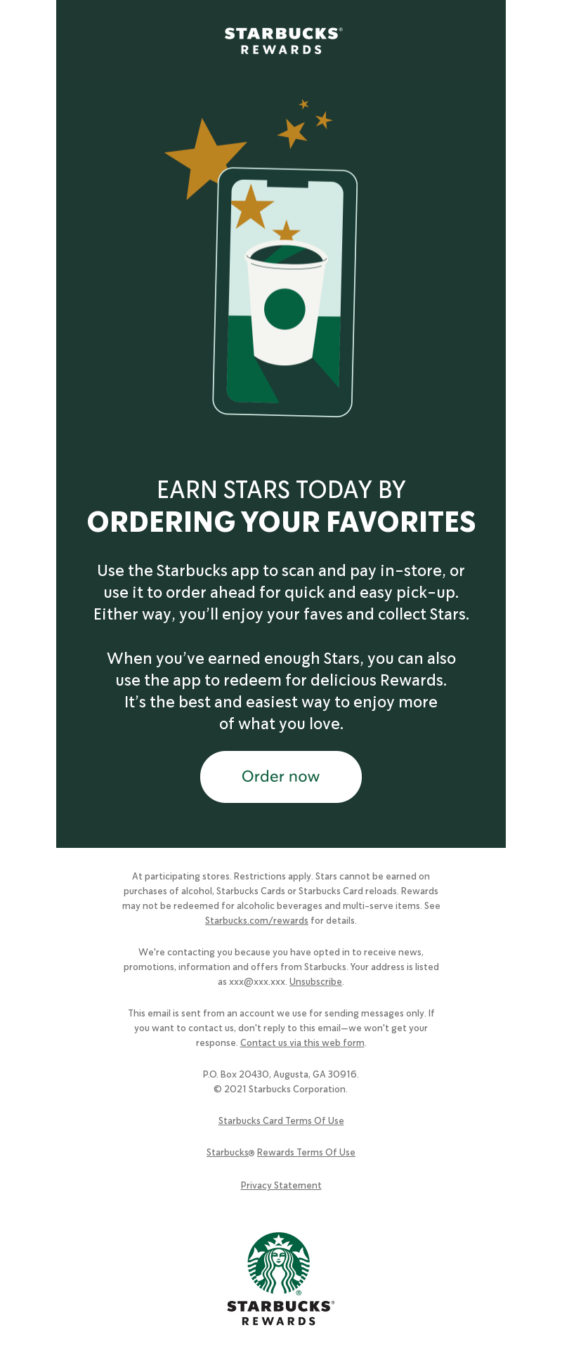 Starbucks - Order now and collect Stars