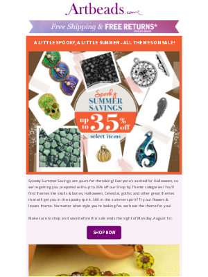 Artbeads - Spooky + Summer = Spooky Summer Sale 🎃☀ Themed Items Up to 35% Off!