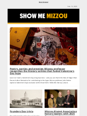 Missouri University - Valentine's Day history, Founders Day trivia and more