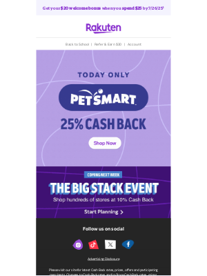 Rakuten - 📣25% Cash Back at PetSmart is here!