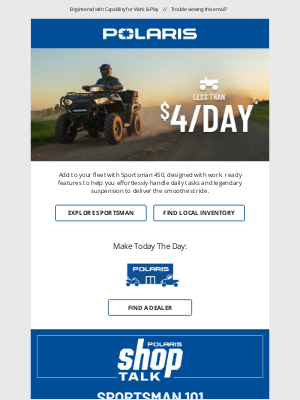 polaris - Own Sportsman For Less Than $4 A Day*