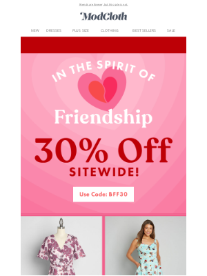 ModCloth - Friends! Final hours for 30% off!