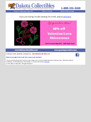 Dakota Collectibles - 40% off Valentine and Love crystal transfers