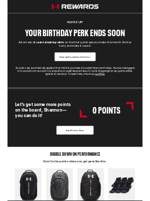 Under Armour - Your birthday perk is about to run out!