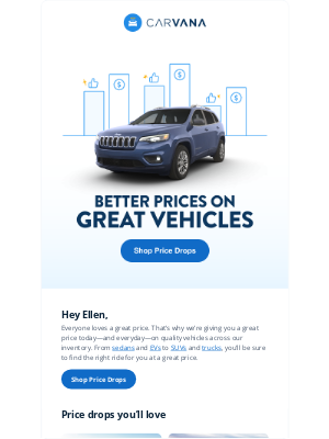 Carvana - Exciting price drops, Ellen! 🎉