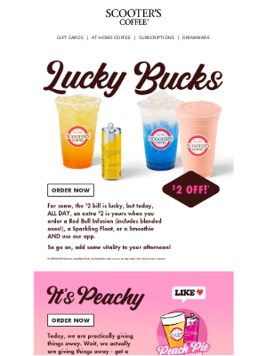 Scooter's Coffee - Two (Dollars) for You, Free (Stickers) for We