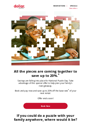 Dollar Rent A Car - National Puzzle Day: Save up to 20%