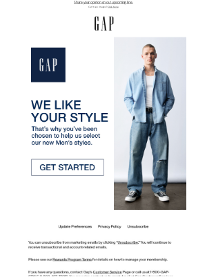 Gap guest survey for Dean: you've been chosen