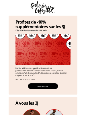 Galeries Lafayette (France) - 📱​ 3J : -10% supplémentaires dès 50 € en exclusivité web