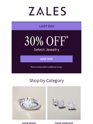 Zales - Last Day ⏳ 30% Off* Select Jewelry