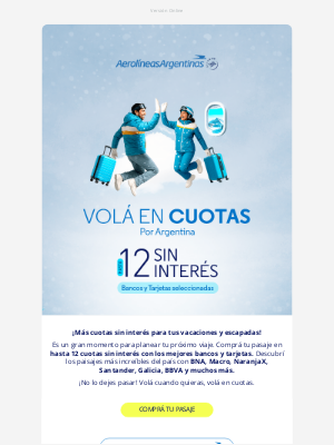 Aerolíneas Argentinas (Argentina) - ¡Hasta 12 💳 sin interés con los mejores bancos! ✈️   