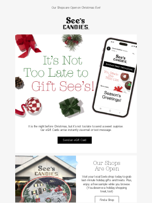 See's Candies - Need a Last Minute 🎁? See’s eGift Card! ☃️