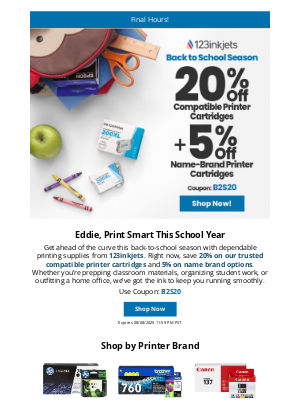 123inkjets - ⏰ Final Hours! 20% Off Ink Ends Soon