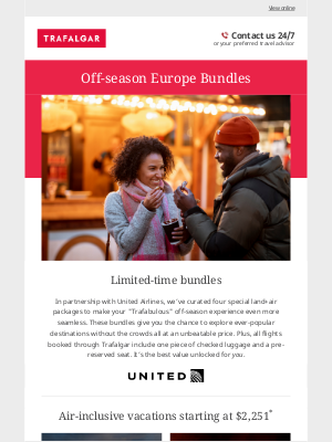 Trafalgar Pty Ltd - Off-Season Europe: Land + Air from $2,251*