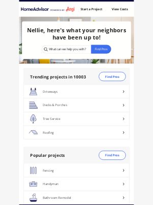 HomeAdvisor - Nellie, your New York neighbors are loving these projects...