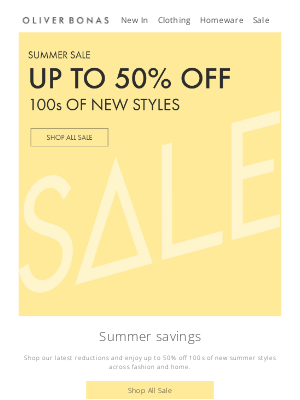 Oliver Bonas - Summer sale has landed | Up to 50% off