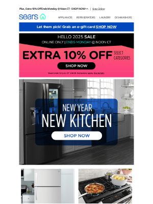 Sears - Bring Your Kitchen Into the New Year with These Savings