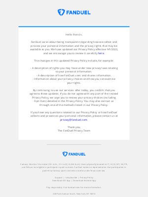 FanDuel - An update to our Privacy Policy.