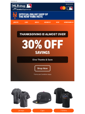 Mlbshop - Our Thanks To You --> 30% Off Savings