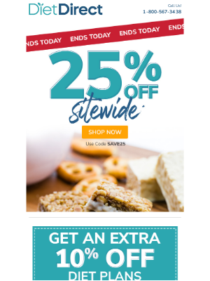 Diet Direct - 25% Off Sitewide Ends Today!