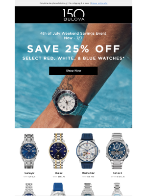 Bulova - Our 4th of July Weekend Savings Event Ends Soon