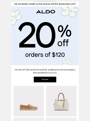 20% off $120 starts now!