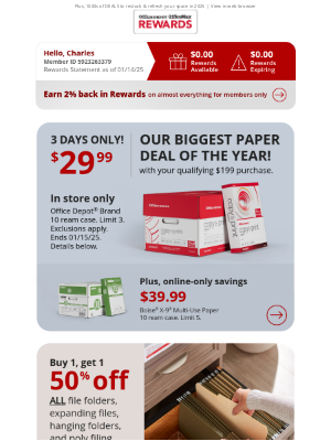 Office Depot & Office Max - Our BIGGEST paper deal of the year! $29.99 10rm case with $199 qualifying purchase. In store only!