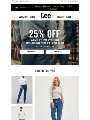 Lee Jeans - 25% Off Your Fall Refresh