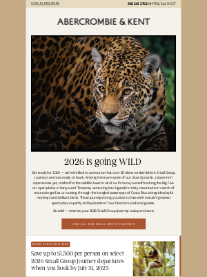 Abercrombie & Kent - NEW for 2026: Epic wildlife Small Group Journeys
