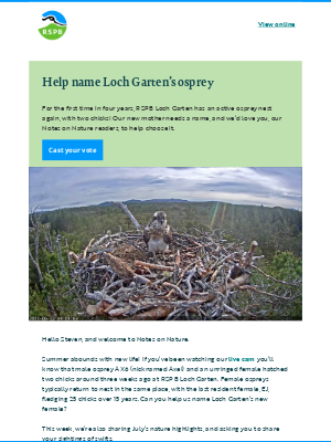 RSPB - Your chance to name Loch Garten’s new osprey