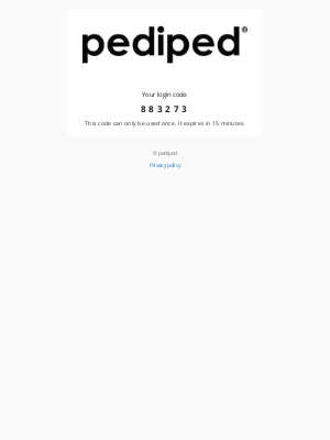 Pediped - 883273 is your login code
