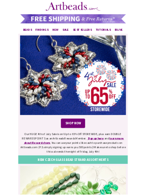 Artbeads - 💥UP TO 65% OFF💥 4th of July Savings + Double Points