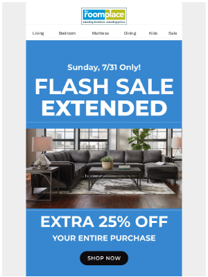 The RoomPlace - Surprise! Flash Sale Extended One More Day!